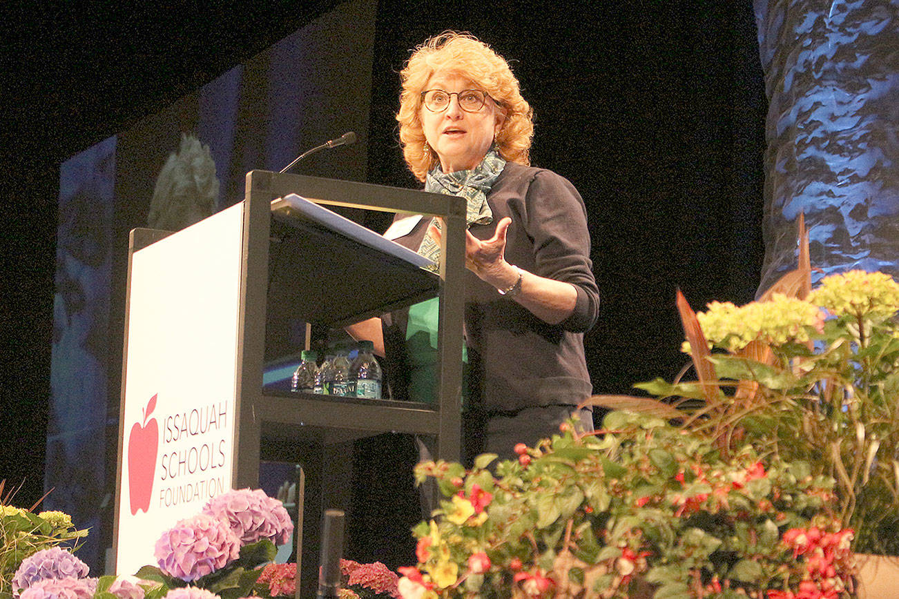 Liberty High School choir teacher, Robin Wood, spoke at the ISF luncheon on May 3. Madison Miller / staff photo