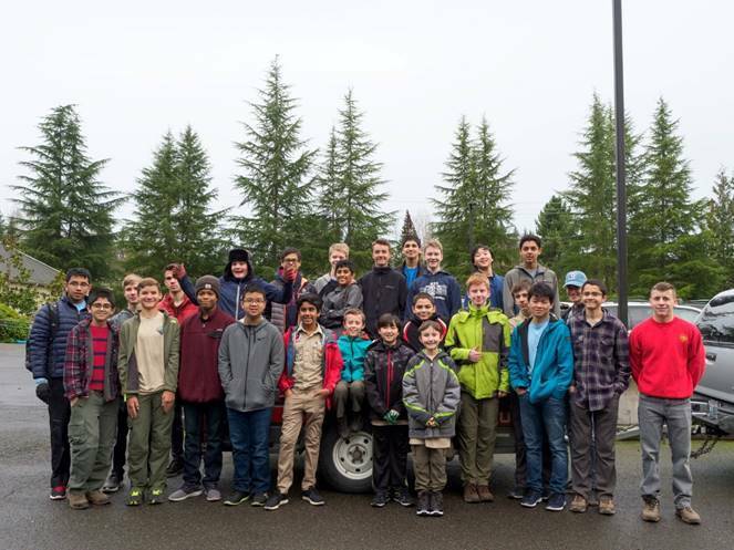 Troop 751 scouts pose for a photo during the 2019 Christmas tree collection and recycle event. Courtesy photo