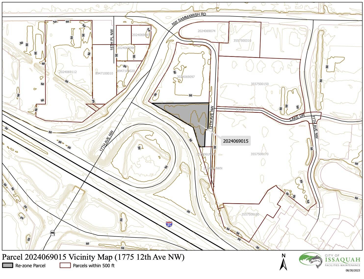 The shaded section represents the surplus property (City of Issaquah)