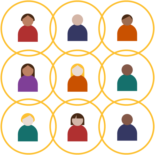 Illustration of people in circles